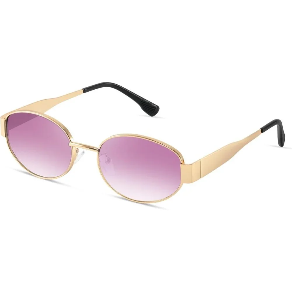 Women's Gold Purple Retro Sunglasses Classic Trendy Polarized Protection Eyewear
